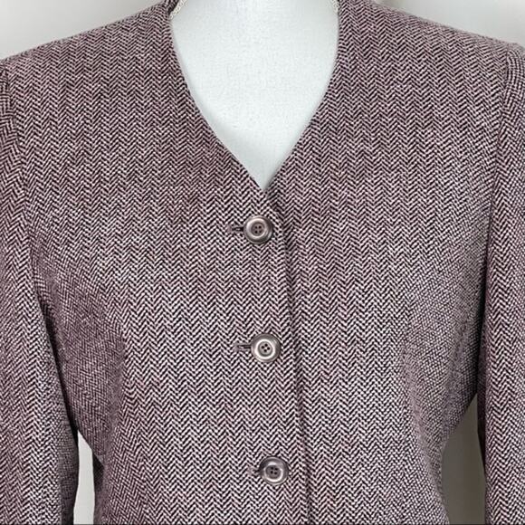 Austin Reed Rose & Black Tweed Wool Blend Academia Jacket Blazer NWOT Size 6 - Picture 4 of 14